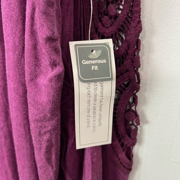 NWT Terra & Sky Knit Top Purple Cold Shoulder Long Sleeve Lace Accent 3X - Picture 4 of 5